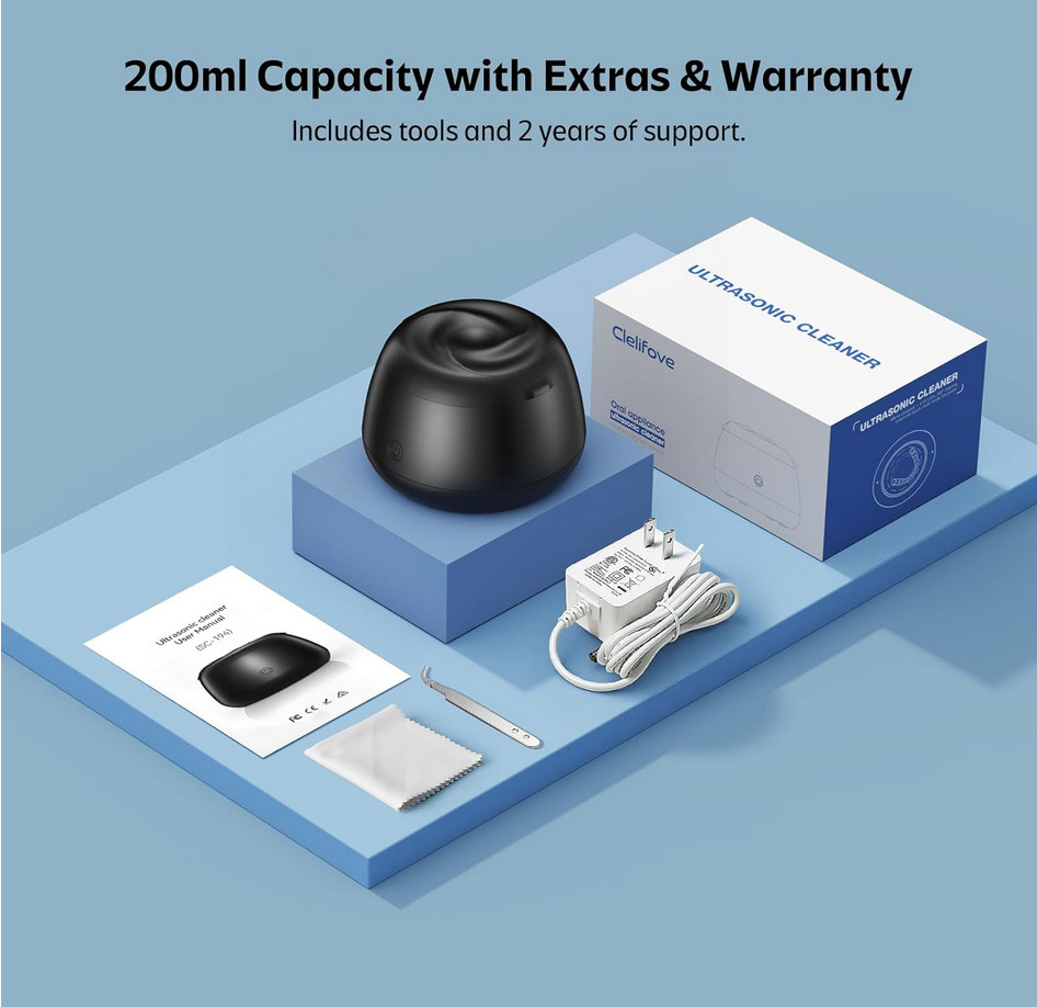 Ultrasonic Retainer Cleaner Denture and Aligner Cleaning Pod for Mouth Guards