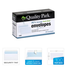 Self-Seal Security Envelopes 3 5/8 x 6 1/2 White Wove Peel  Stick Pattern