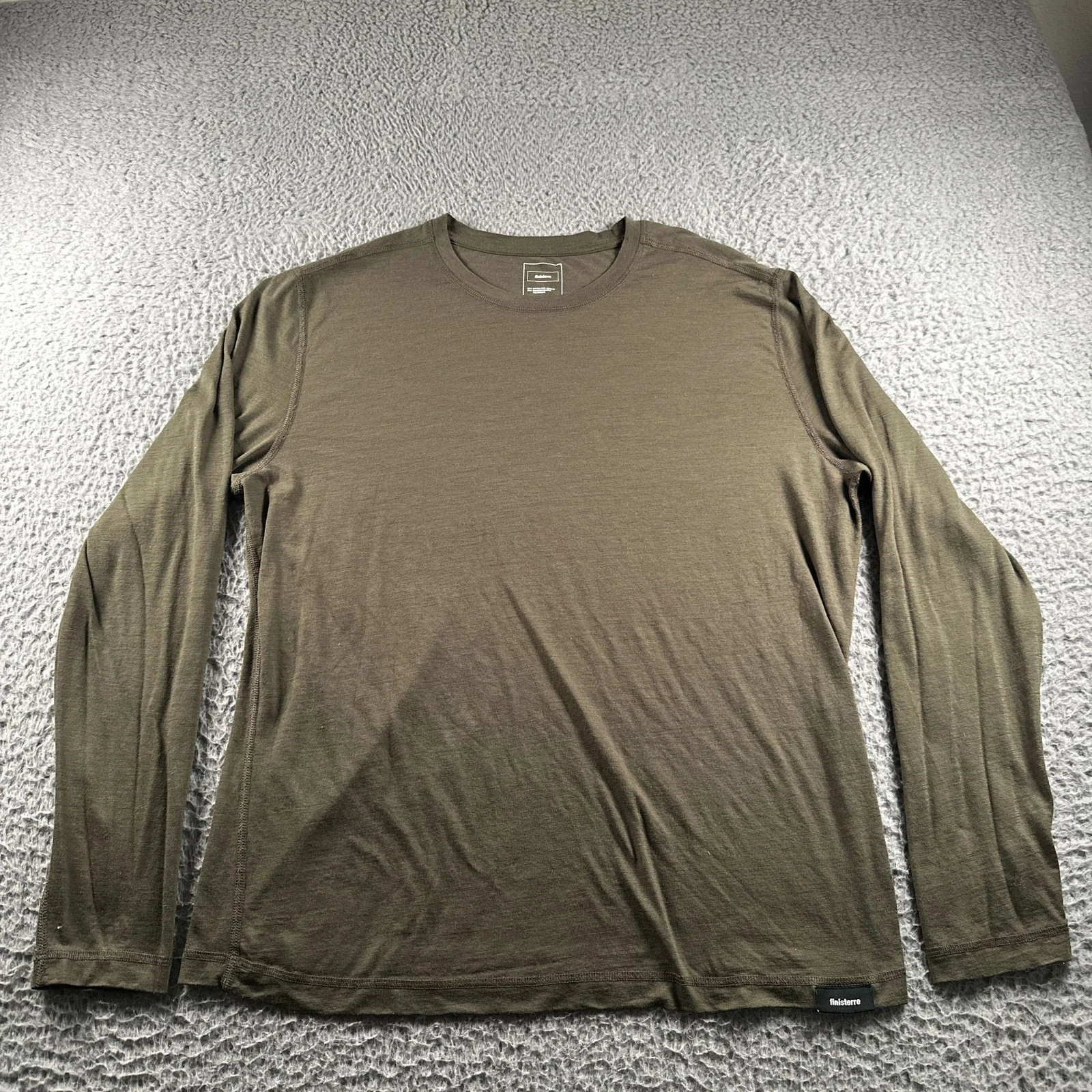 Finisterre Shirt Mens XXL Olive Long Sleeve Merino Wool Crew Neck Baselayer