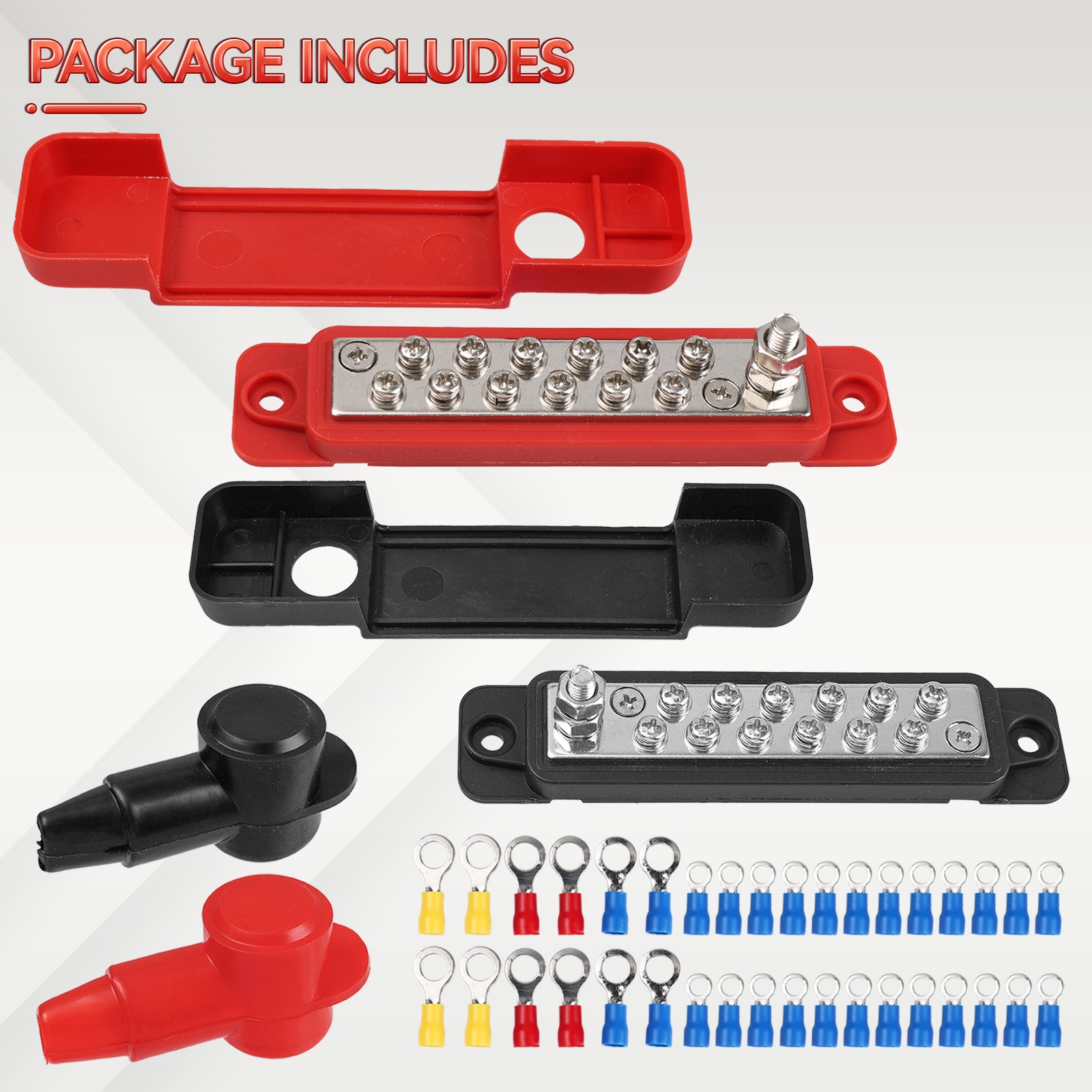 2X Marine Bus Bar 12 Way 48V 180A Positive Negative Bus Bar Car Terminal Block