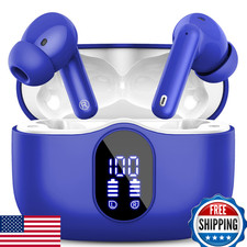 Bluetooth 5.4 Wireless Earbuds, Bass Stereo, Noise Cancelling Mic, IPX7, LED Dis