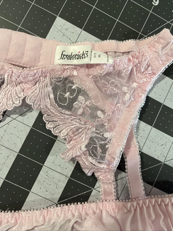 De Colección Frederick’s Of Hollywood Liguero/Tanga Bragas Talla L Rosa Encaje - Nuevo Foto 4 de 4