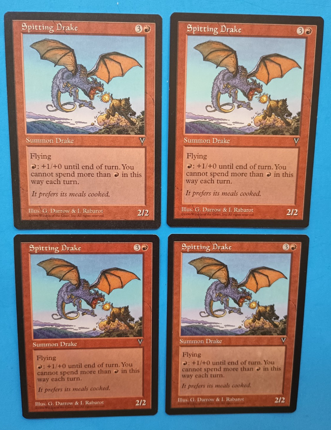 Magic the Gathering MTG Visions SPITTING DRAKE   X 4 LP/EX U 1997