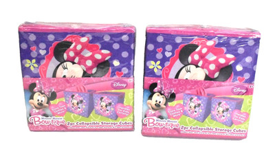 Disney Minnie Mouse Bowtique Purple Pink Storage Cube 10'' x 10'' x 10'' 4 Piece