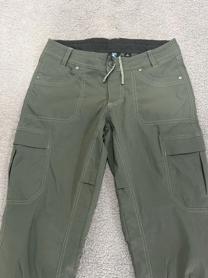 Pantalones enrollables Kuhl Freeflex para mujer 6 verdes tiro bajo que absorben la humedad sendero senderismo Foto 2 de 4