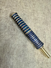 Hand carved Blues & Silver Grays Wood seam ripper sewing tool gold finish