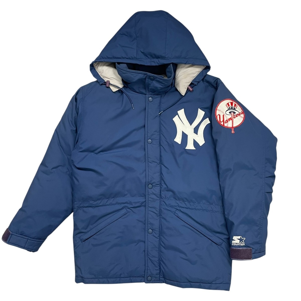 VTG 90s MLB NEW YORK YANKEES STARTER PUFFER SPELL OUT JACKET