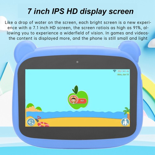 Blue UK Plug 7in Kids Tablet 2G RAM 32G ROM Cartoon Bear Shape Tablet For An NEW - Afbeelding 2 van 12