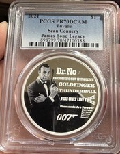2021 James Bond Legacy Sir Sean Connery SILVER PROOF $1 1oz COIN PCGS PR70 DCAM