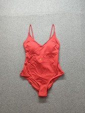 H M Women Swimwear 6 Coral Adjustable Strap V Neck Compression Stretch Pool