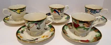 Lenox Birds Of America 5 Cup Saucer Sets Hummingbird Cardinal Gold Finch Blue