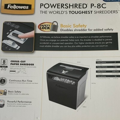 Fellowes Powershred P-8C Cross-Cut Paper Shredder, MPN CRC34008