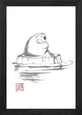 polar bears on iceberg Framed Wall Art Poster Canvas Print Picture