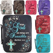 Western Style Floral Embroidered Scripture Bible Cover Books Case Messenger Bag