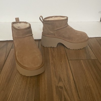 UGG Classic Ultra Mini New Heights Platform Boot Chestnut Womens 8 NEW