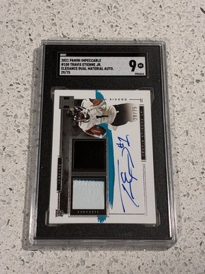 2021 Impeccable Travis Etienne Rookie Auto Helmet Patch RPA RC /75  #108 SGC 9