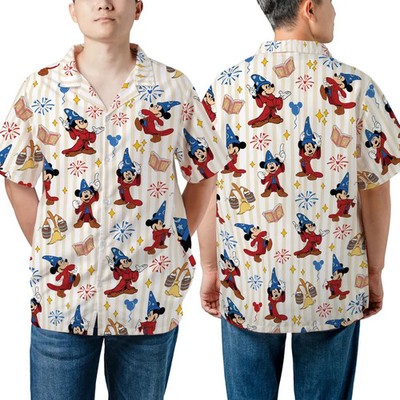 Disney Fantasia Sorcerer Mickey Wizard Magic Brooms Hawaiian Shirt