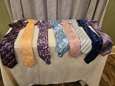 Lot of 8 Neck Ties w/Matching Handkerchiefs-Multiple Colors-Multiple Prints