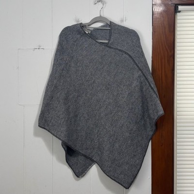 Fratelli Talli Italy Grey Knit Poncho Wrap Wool Alpaca Blend Asymmetrical Cape