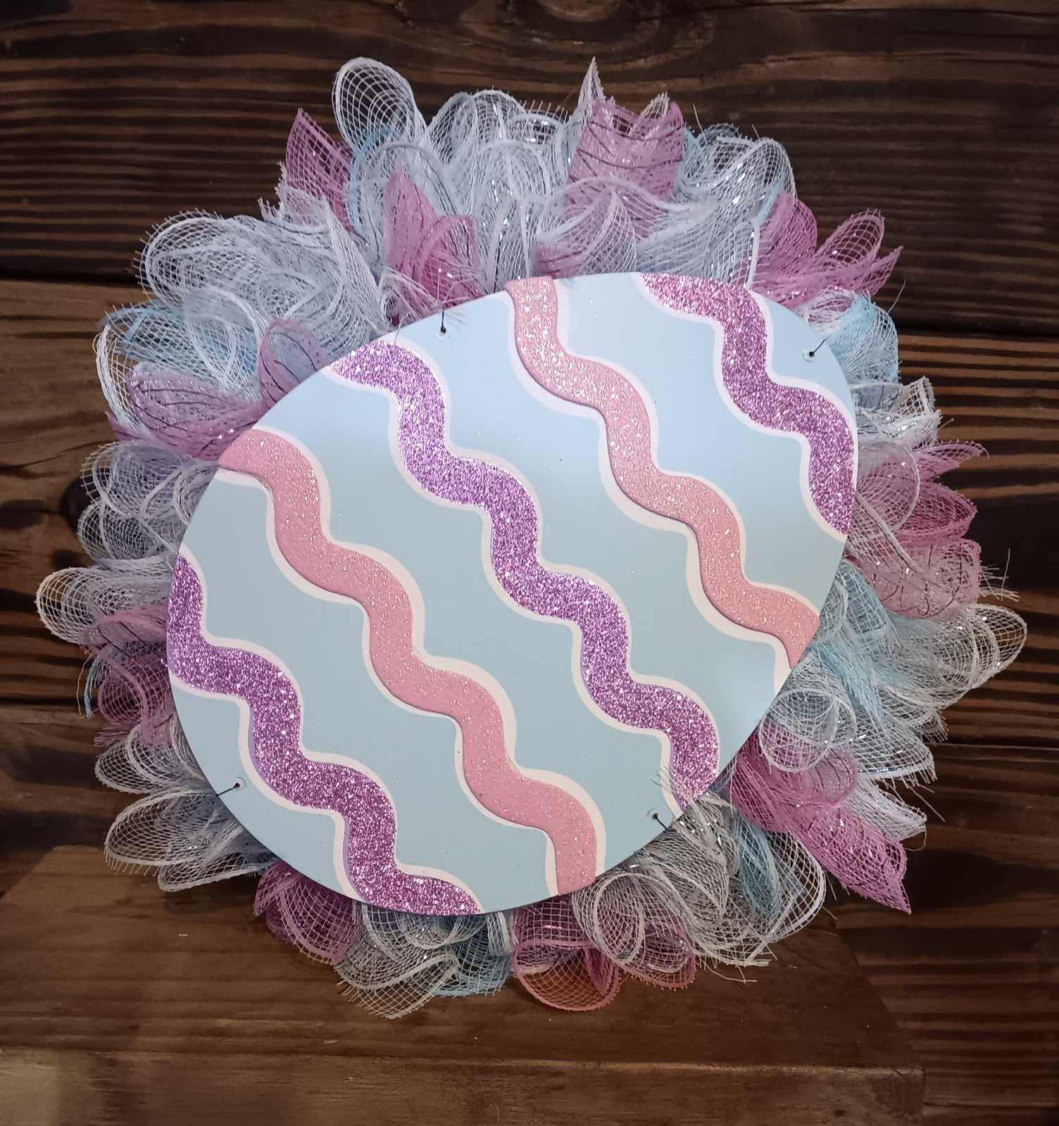 Easter Bunny Mesh Wreath Spring Door Decor