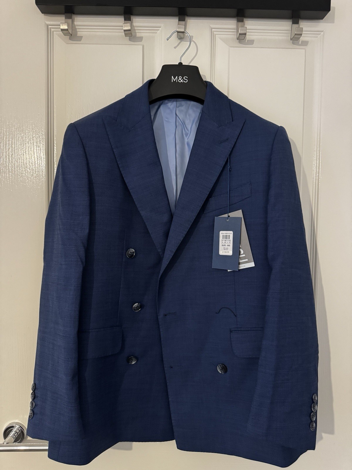 Moss Bros Tailored Double Breasted Navy Suit | Jacket 38S | Trousers 34S RRP£249 image 3