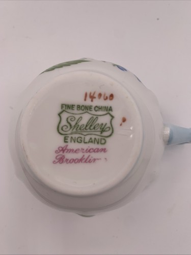 Shelley American Brooklime Bone China England Teacup Saucer & Dessert Plate Set - Picture 6 of 15