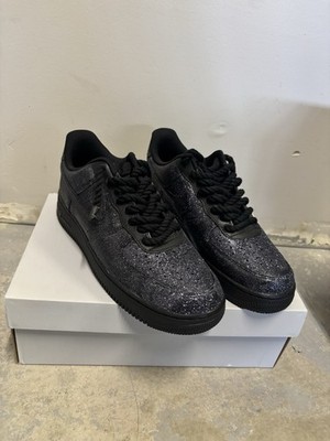 Nike Air Force 1 Custom Black Glitter Red Sole Low-Top Sneaker