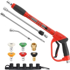 Tool Daily Pressure Washer Gun w/ 17" Wand, 30° Curved Rod, 5 Nozzles 4000 PSI