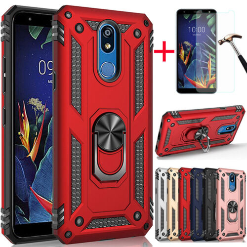 For LG K40/K50/K51/Q60 Reflect Shockproof Ring Stand Case Cover+Tempered Glass - Picture 1 of 28
