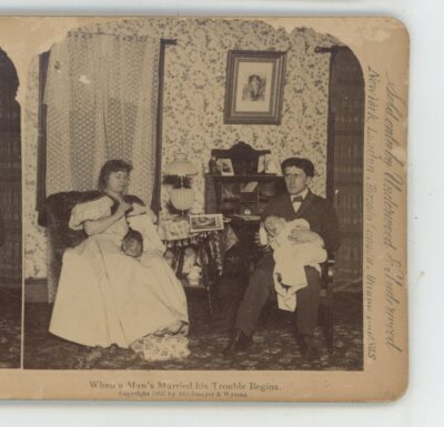 Man Married Trouble Begins Romance Genre Underwood Stereoview