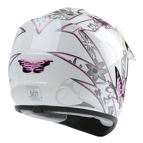 Youth Pink Butterfly Dirt Bike ATV MX Helmet w/Motocross Goggles+gloves S M L XL - Picture 7 of 19
