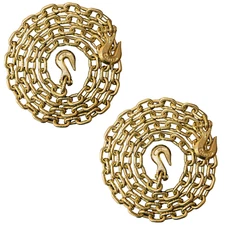 2PK - Binder Chain 3/8'' X 10' Grade 70 Transport Tow Chain Grab Hooks 6,600 LBS