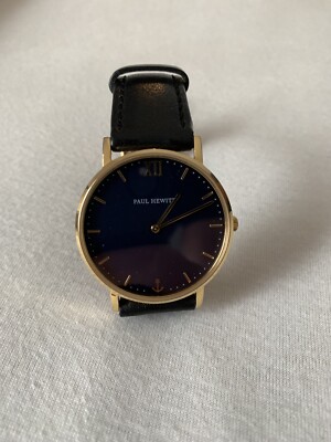 PAUL HEWITT Uhr Sailor Line Gold Lederarmband schwarz