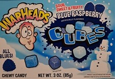 Warheads Chewy Candy - Blue Raspberry Cubes 12 boxes 36 oz. - 3 oz. ea. x 12
