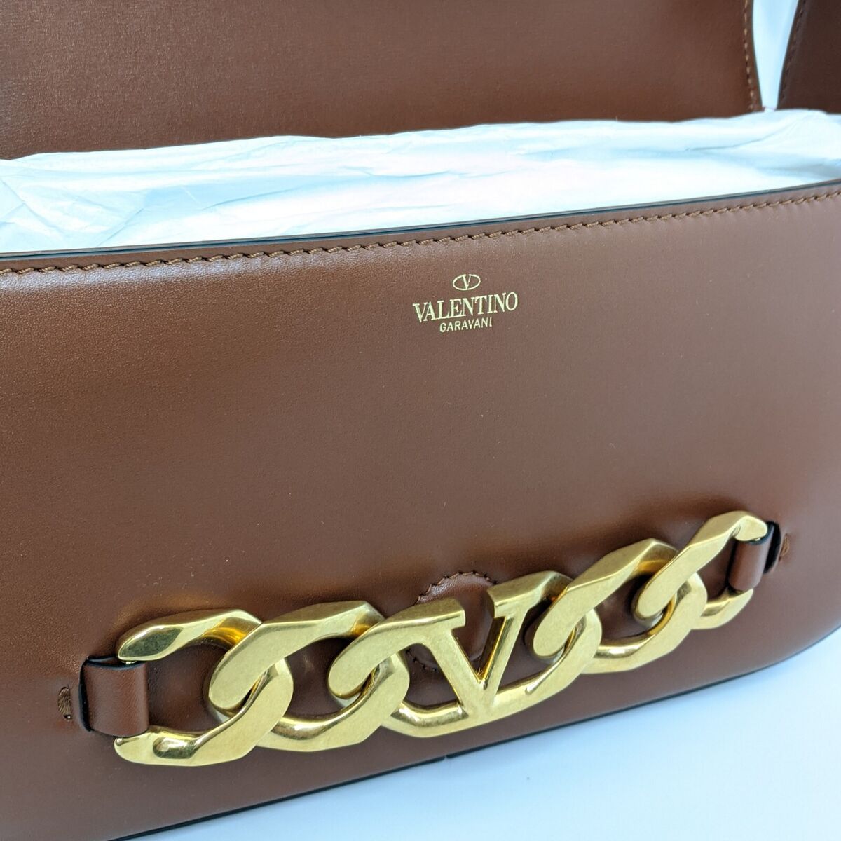 Valentino V Logo Chain Shoulder Bag, Brown (1W2B0K80ZHF Valentino V Logo Chain Shoulder Bag, Brown (1W2B0K80ZHF