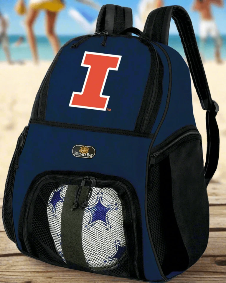 Mochila para balón de fútbol de la Universidad de Illinois o bolsa de equipo deportivo de voleibol Illini Foto 2 de 4
