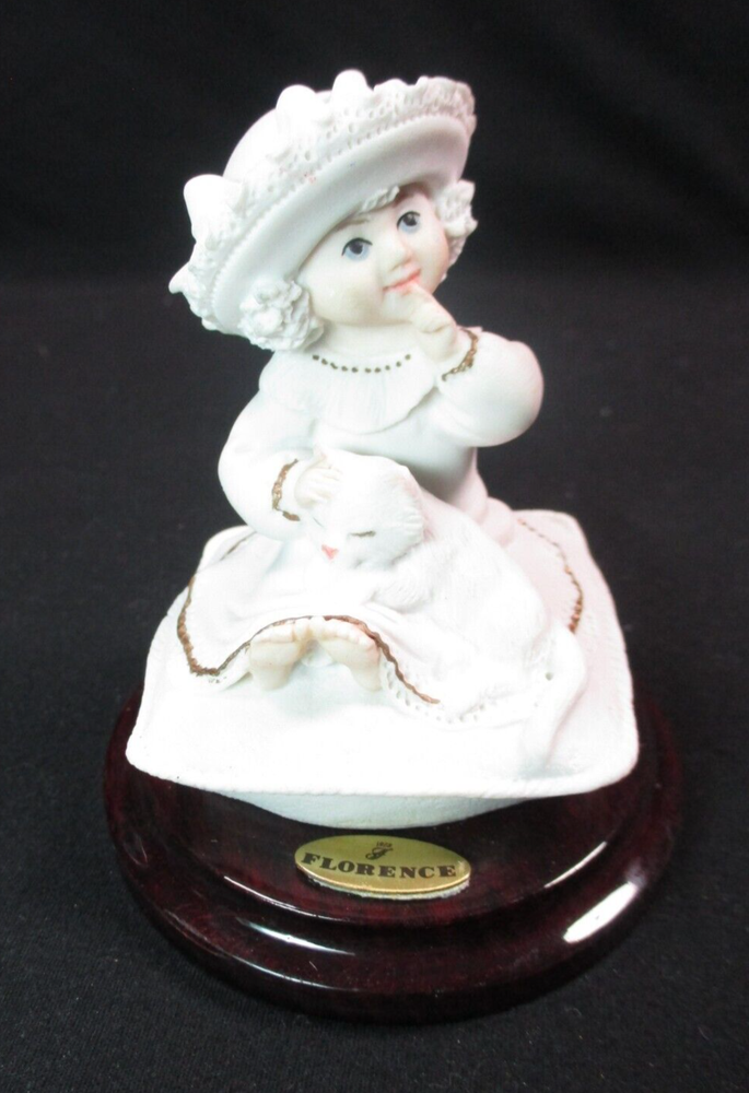 1995 Giuseppe Armani Ceramic Figurine - Florence - Girl w/Cat - Made in Italy