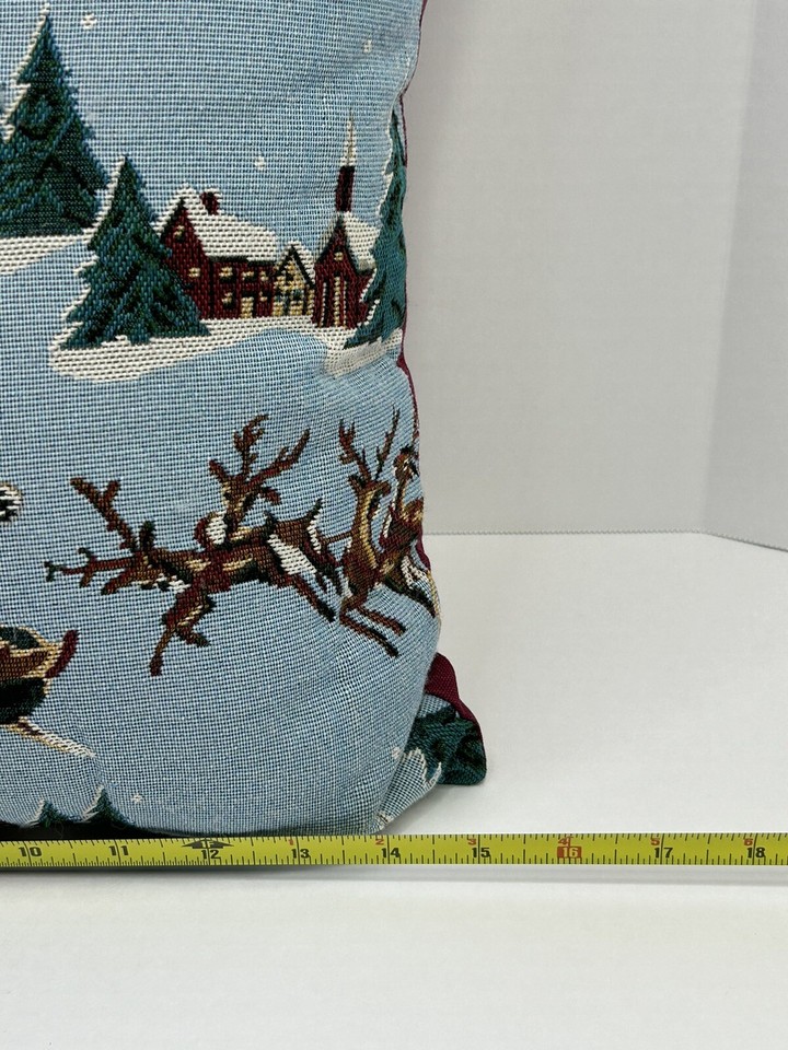 Santa Claus On Sleigh Tapestry Throw Pillow Christmas Holiday Decor