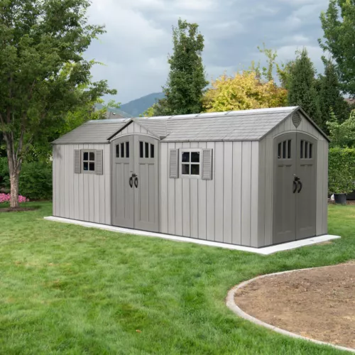 Lifetime 20ft x 8ft (6 x 2.4m) Rough Cut Dual Entry Outdoor Storage Shed 60351