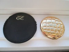Estee Lauder Gold Reptile Alligator Compact Refillable Mirror Case Makeup Powder