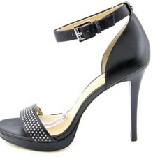 MICHAEL Michael Kors Leather Sandals with mini stud details. Ankle strap/buckle