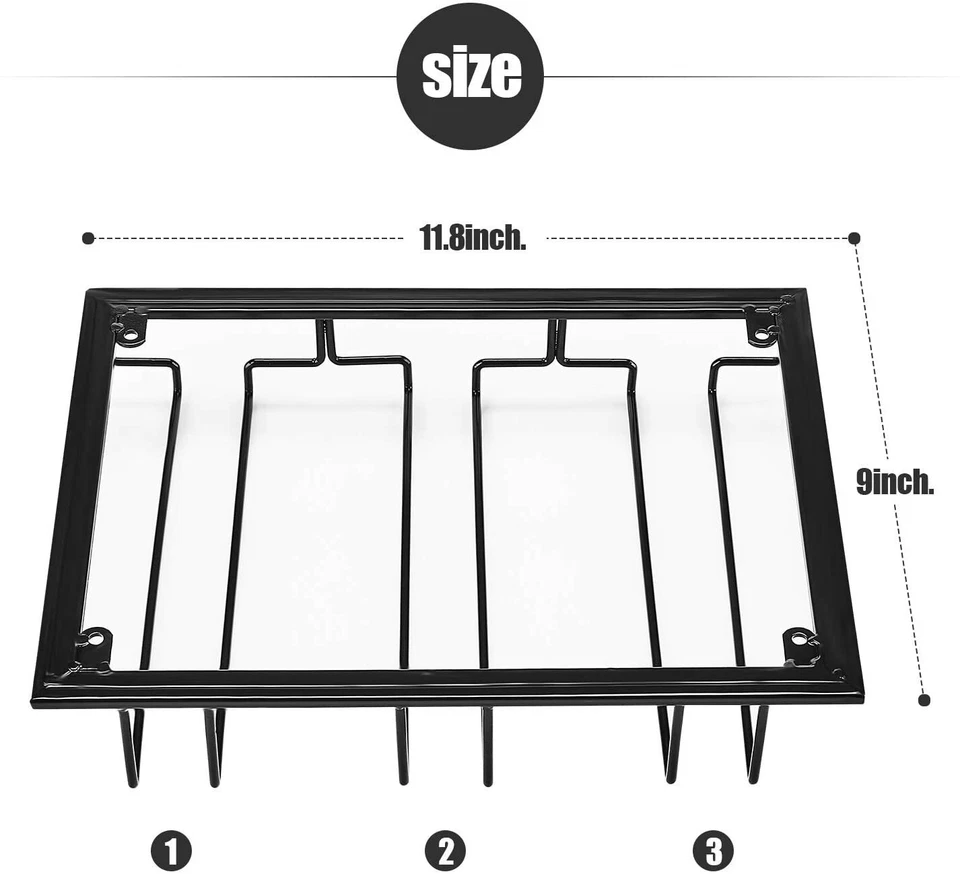 3 filas debajo del gabinete soporte para estante de copa de vino almacenamiento de vajilla para bar cocina Foto 4 de 4