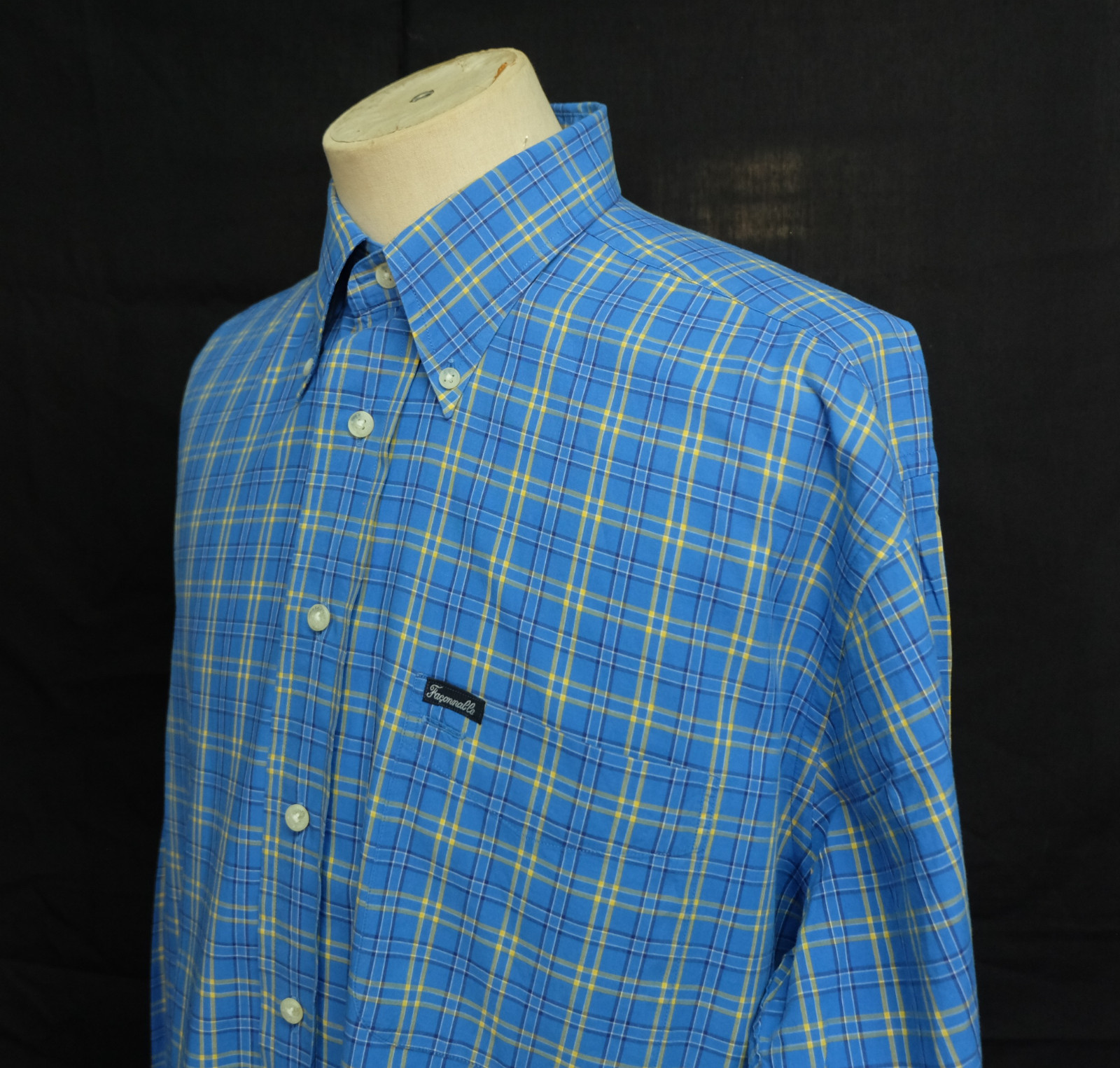 Faconnable Button Down Blue Check Cotton Men Shir… - image 3