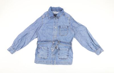 Marks and Spencer blaue Damenjacke Größe 8 Druckknopf - Gürtel