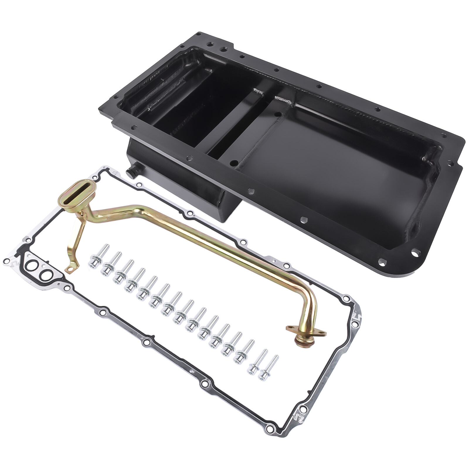 Rear Engine Oil Pan w/ Gasket For GM LS LS1 LS2 LS3 LS6 7 Quarts Black Aluminum