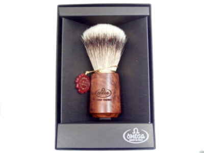 OMEGA Rasierpinsel Silberspitz Dachs Badger Shaving Brush BRUYÉRE Briar Wood!