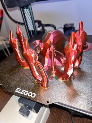 3D Druck Oktopus in rot+grün Seide PLA Filament