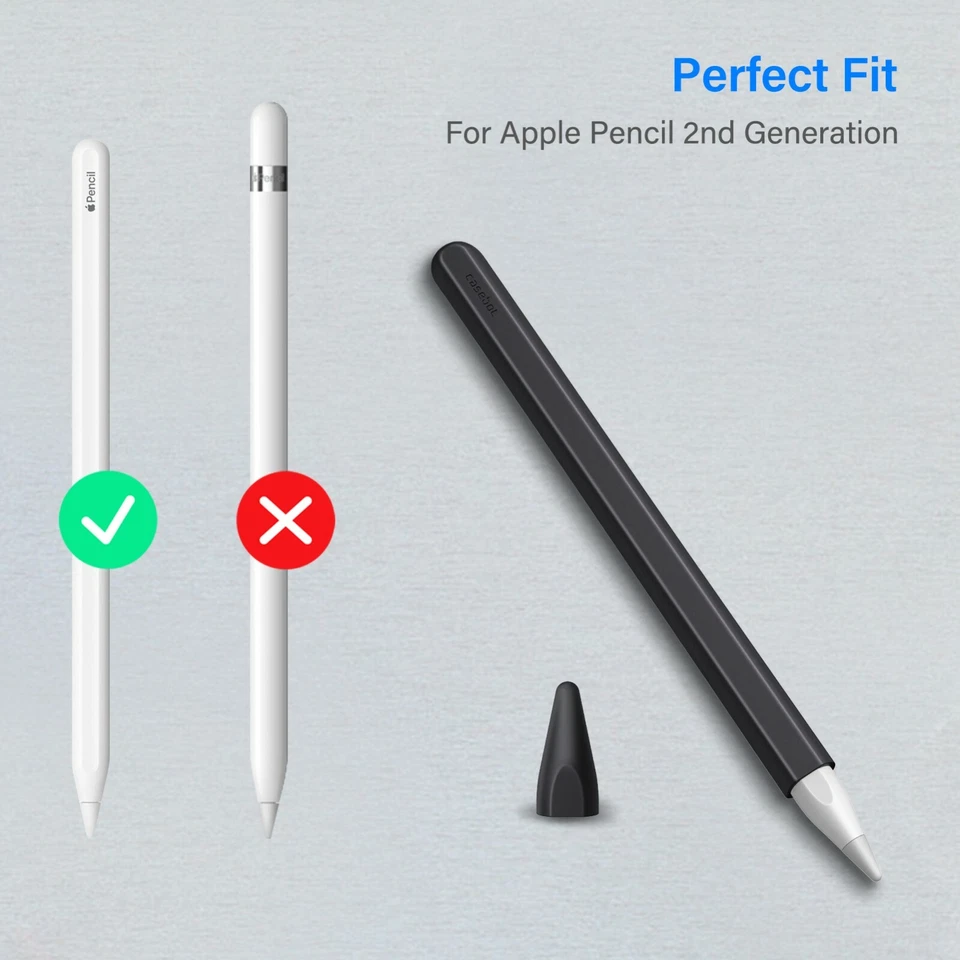 Silicone Sleeve for Apple Pencil 2nd Gen Pen Skin Case Cover with 2 Nib Covers - Image 2 of 4
