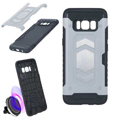 Forcell Magnet Schale Halter Metal Hülle Case Tasche Für Apple iPhone XR Silber