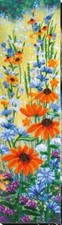 Bead embroidery kit Golden Umbrellas needlework kit Art canvas beadwork pattern